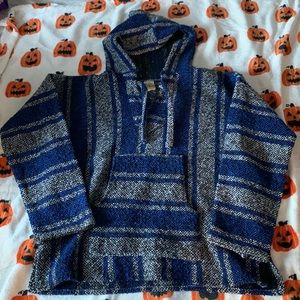 Blue drug rug with gray